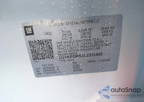 2020 Cadillac Xt6 Awd Premium Luxury from USA, damaged, VIN 1GYKPDRS1LZ231662